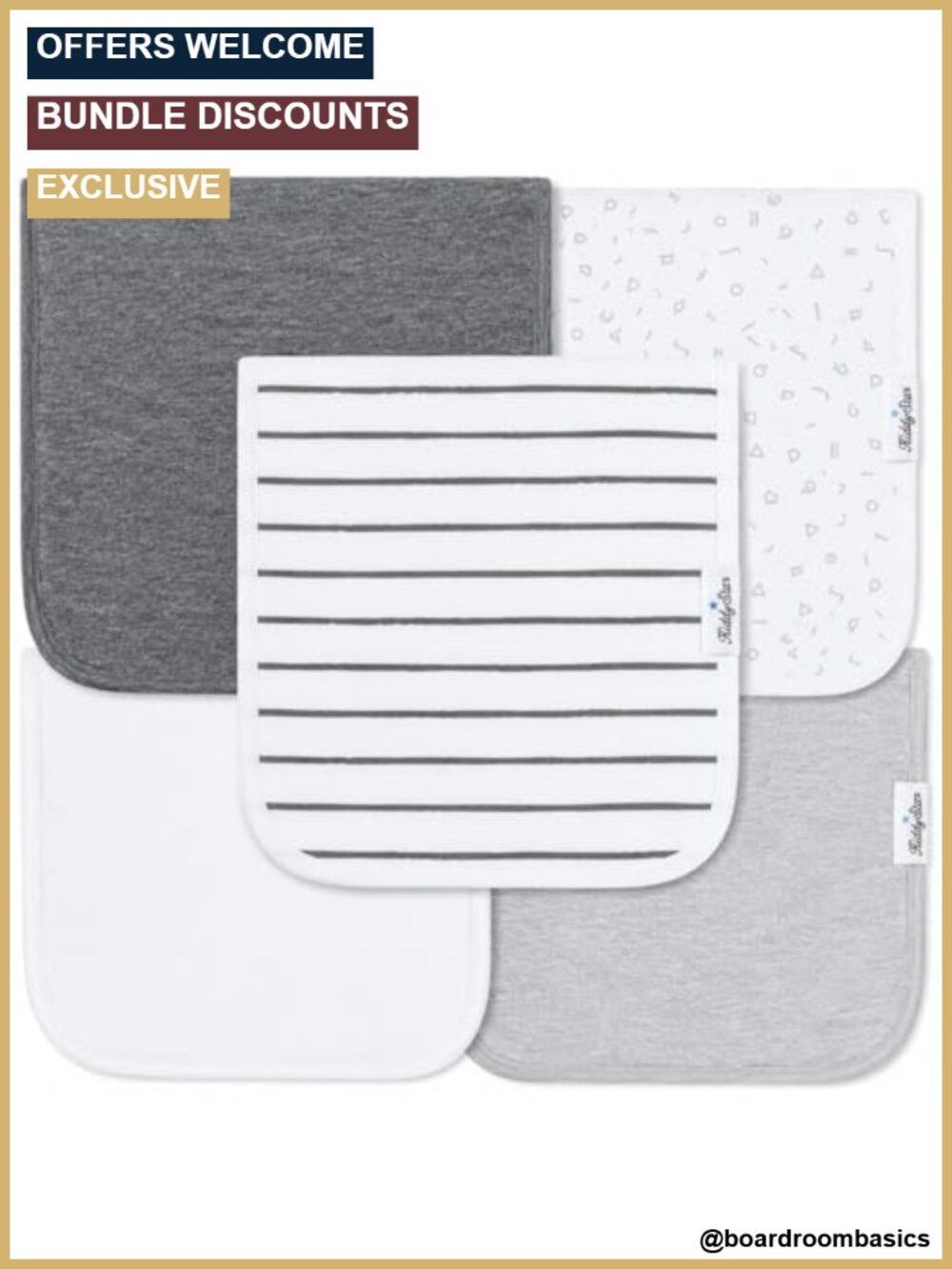 Organic Cotton Burp Cloths 5-Pack Newborn Infant Feeding Essentials